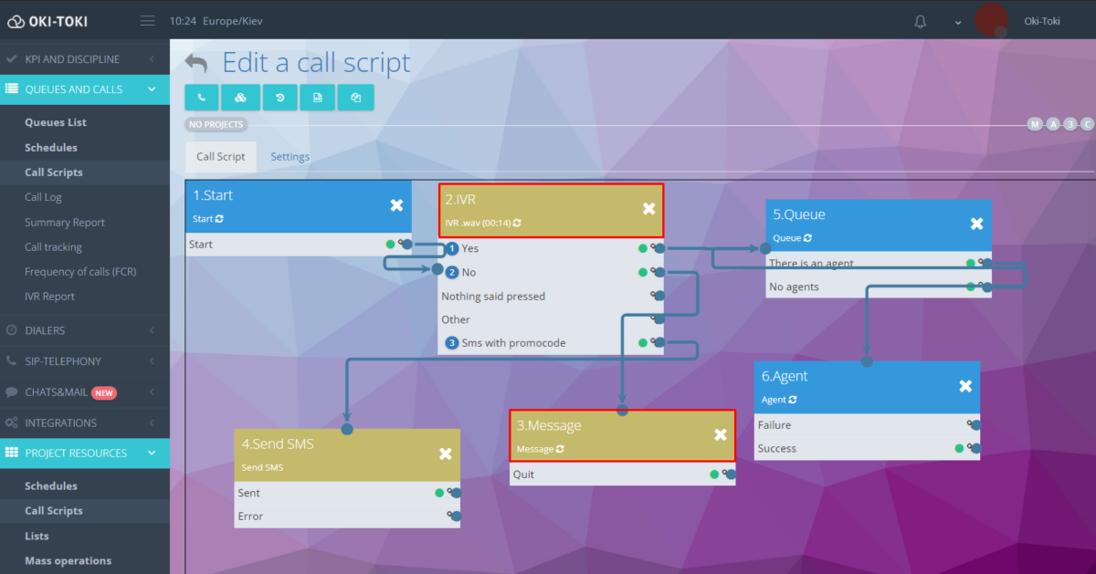 Dialer with IVR and voice message