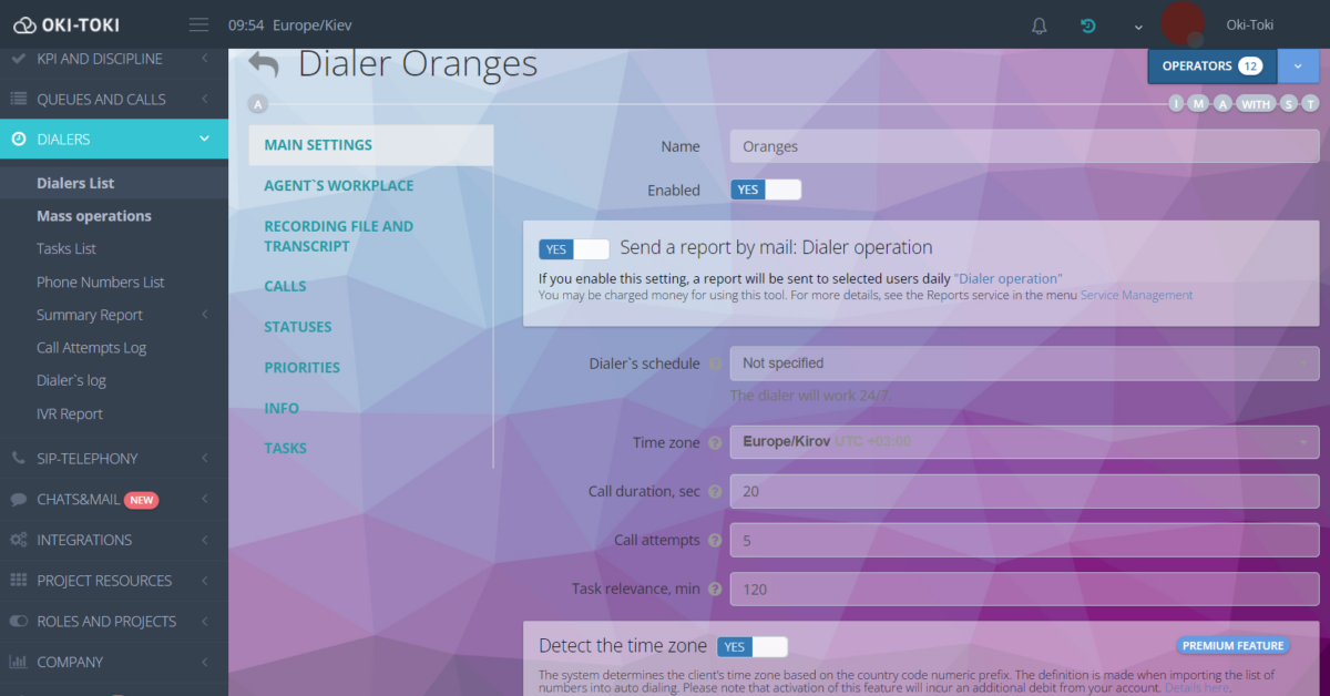 Creating a dialer in Oki-Toki